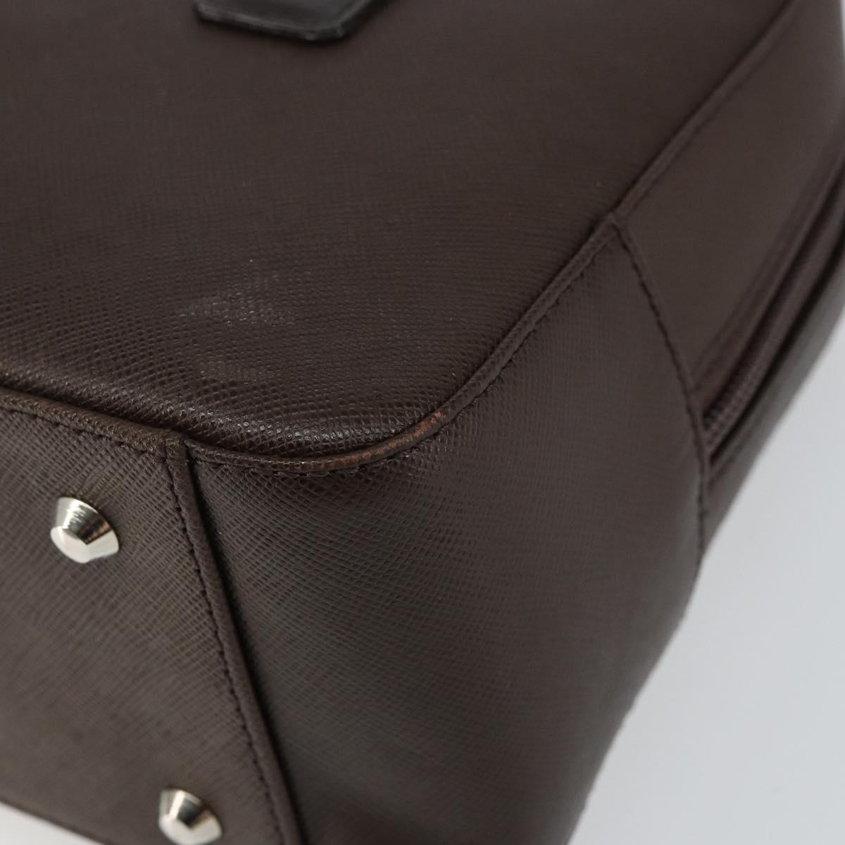 BURBERRY Hand Bag Leather Brown Silver Auth am9046