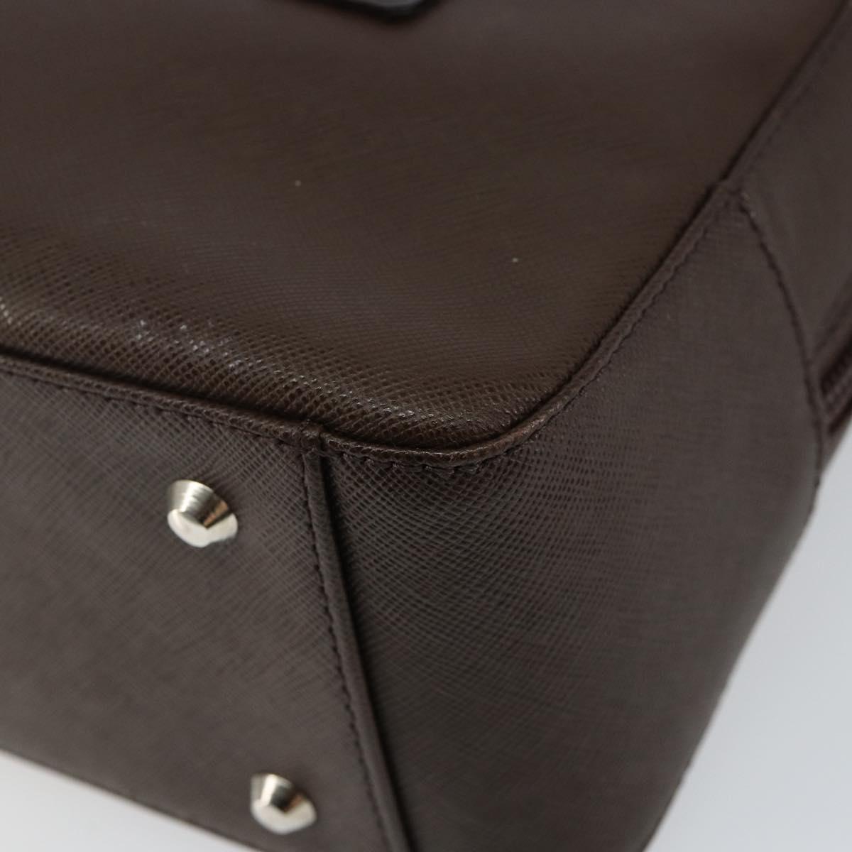 BURBERRY Hand Bag Leather Brown Silver Auth am9046