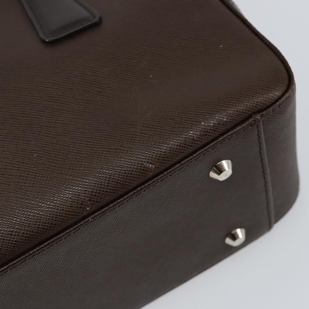 BURBERRY Hand Bag Leather Brown Silver Auth am9046