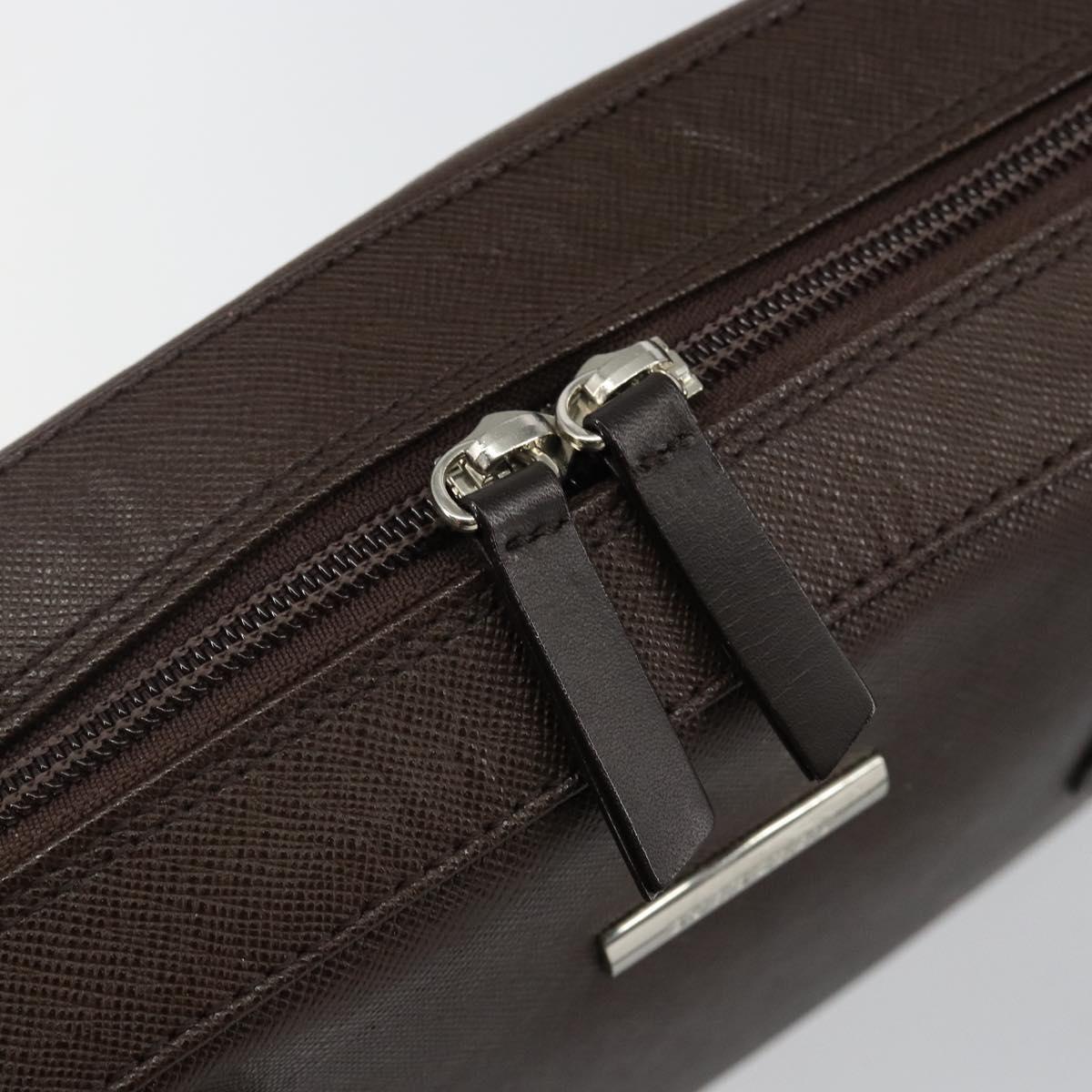 BURBERRY Hand Bag Leather Brown Silver Auth am9046