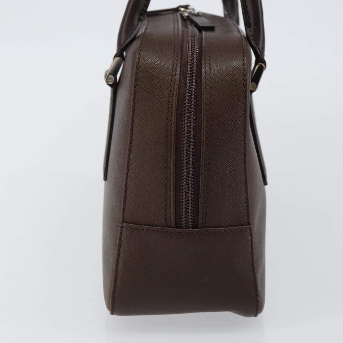 BURBERRY Hand Bag Leather Brown Silver Auth am9046