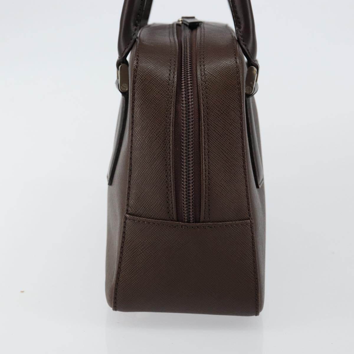 BURBERRY Hand Bag Leather Brown Silver Auth am9046