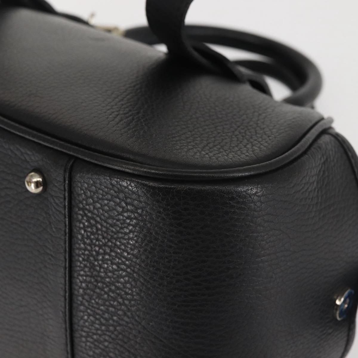 BURBERRY Hand Bag Leather Black Silver Auth am9047