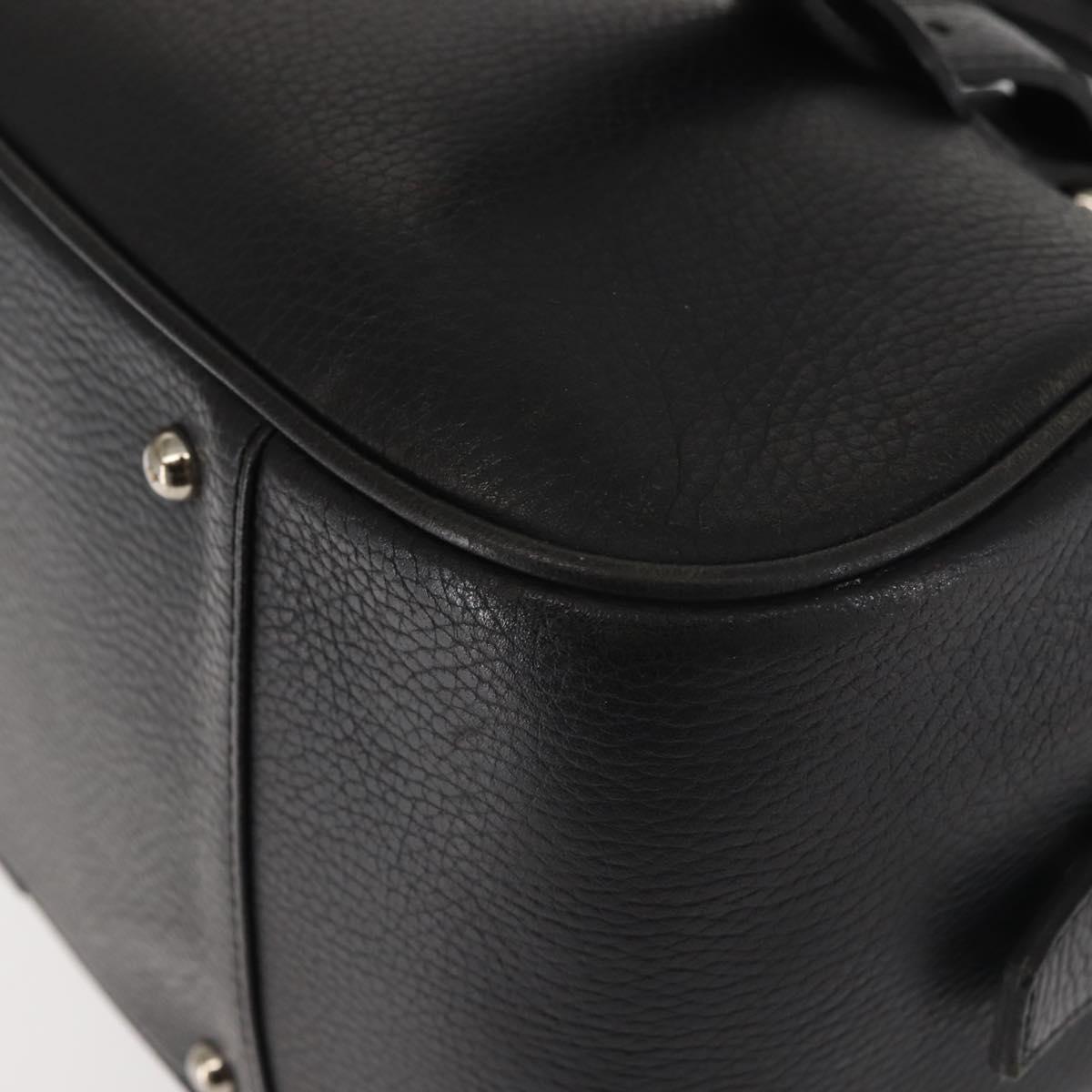 BURBERRY Hand Bag Leather Black Silver Auth am9047