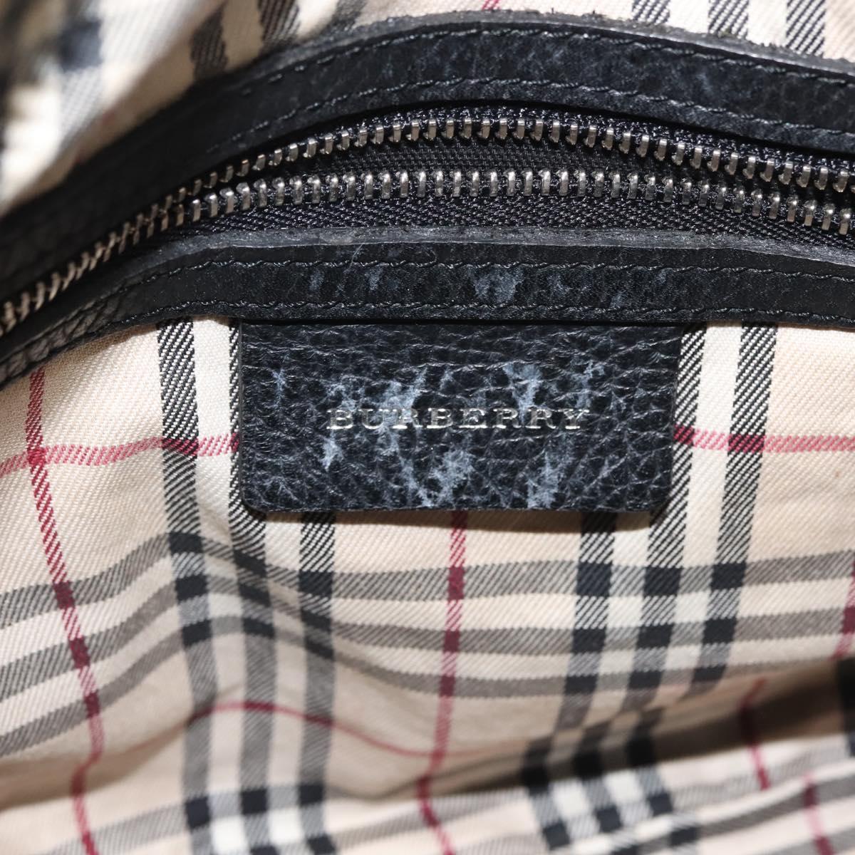 BURBERRY Hand Bag Leather Black Silver Auth am9047
