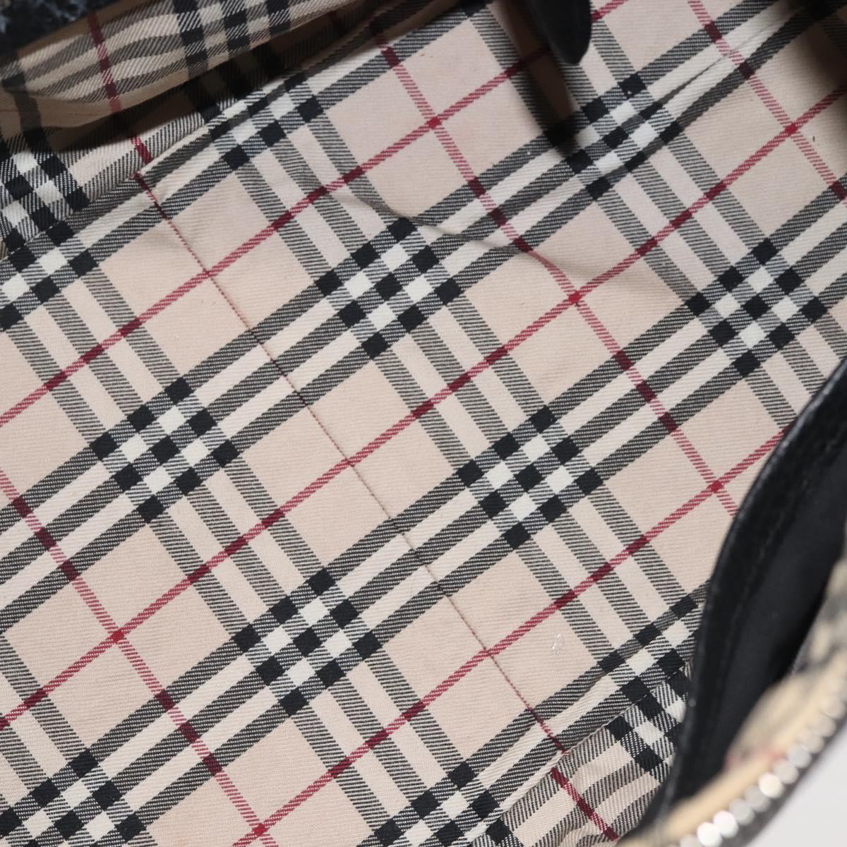 BURBERRY Hand Bag Leather Black Silver Auth am9047