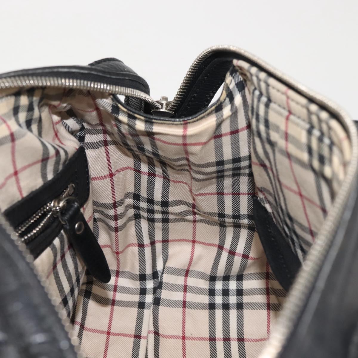 BURBERRY Hand Bag Leather Black Silver Auth am9047