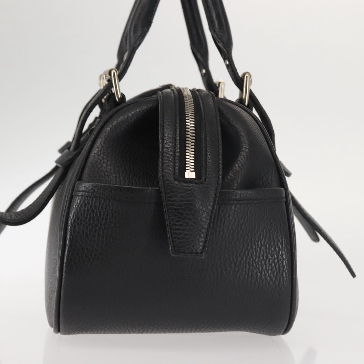 BURBERRY Hand Bag Leather Black Silver Auth am9047