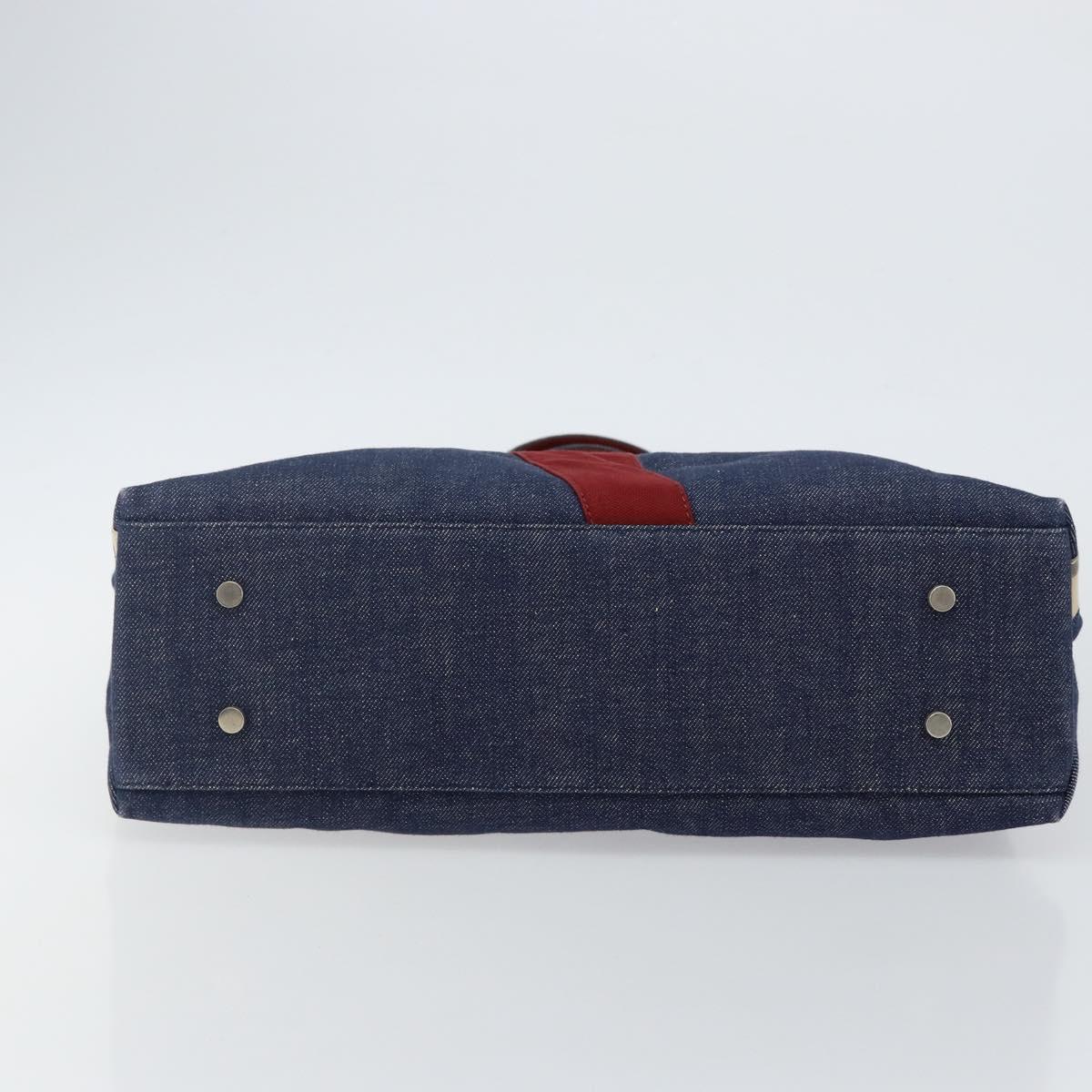 BURBERRY Hand Bag Denim Blue Auth am9048