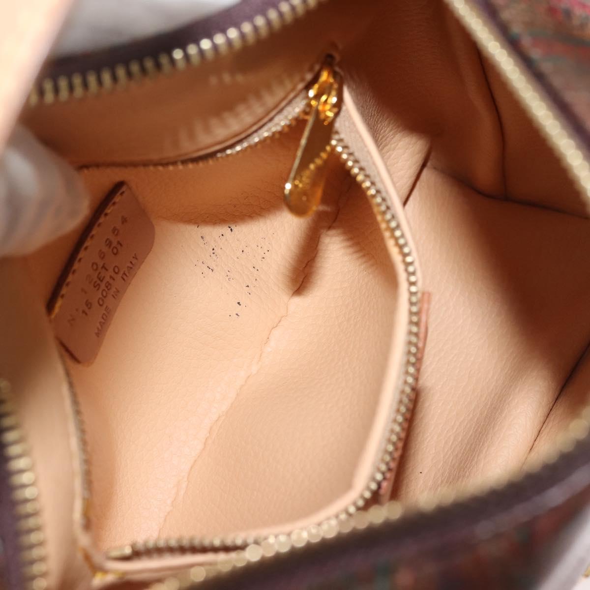 ETRO Paisley Hand Bag PVC Leather Brown Gold Auth am9050