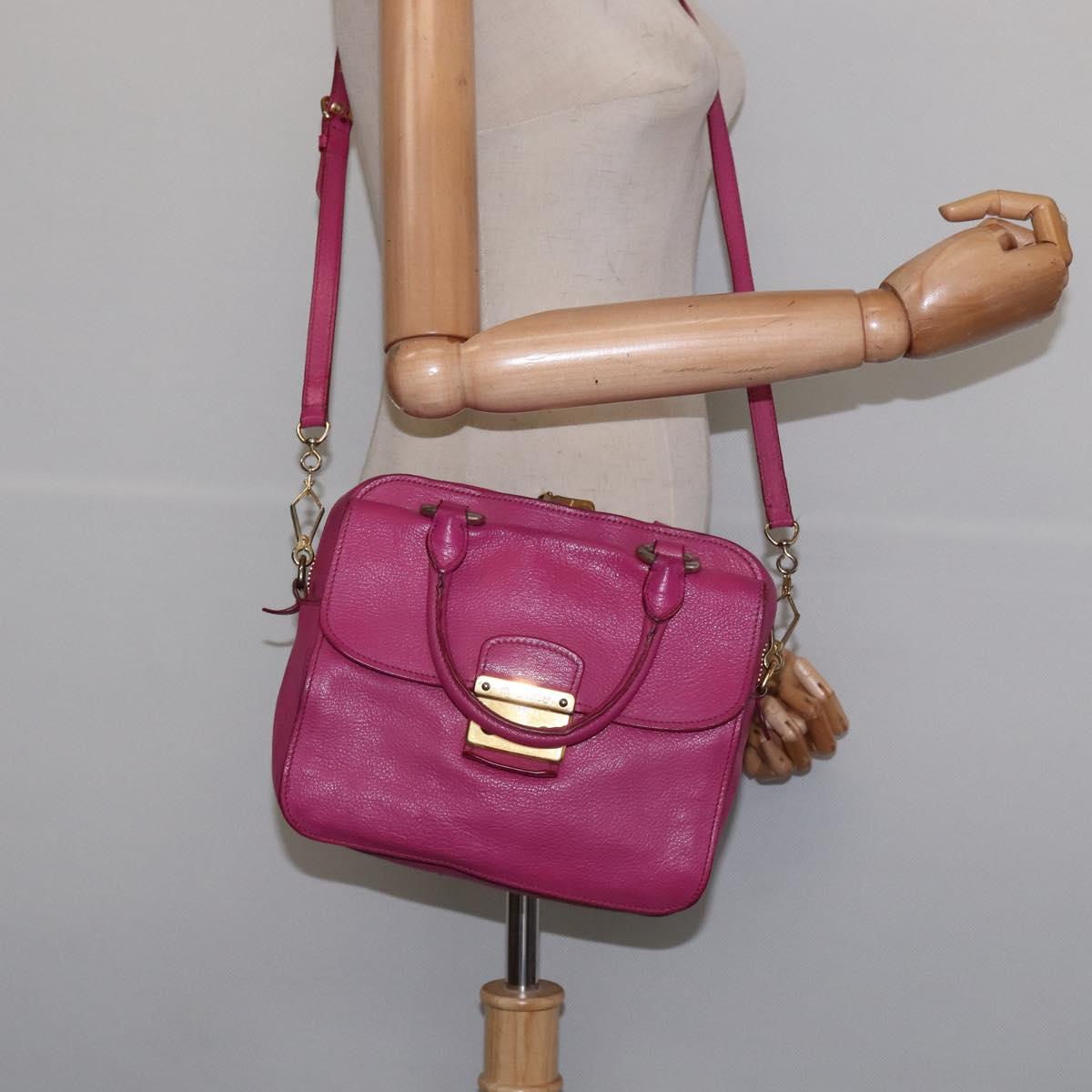 Miu Miu Matelasse Hand Bag Leather 2way Pink Gold Auth am9052