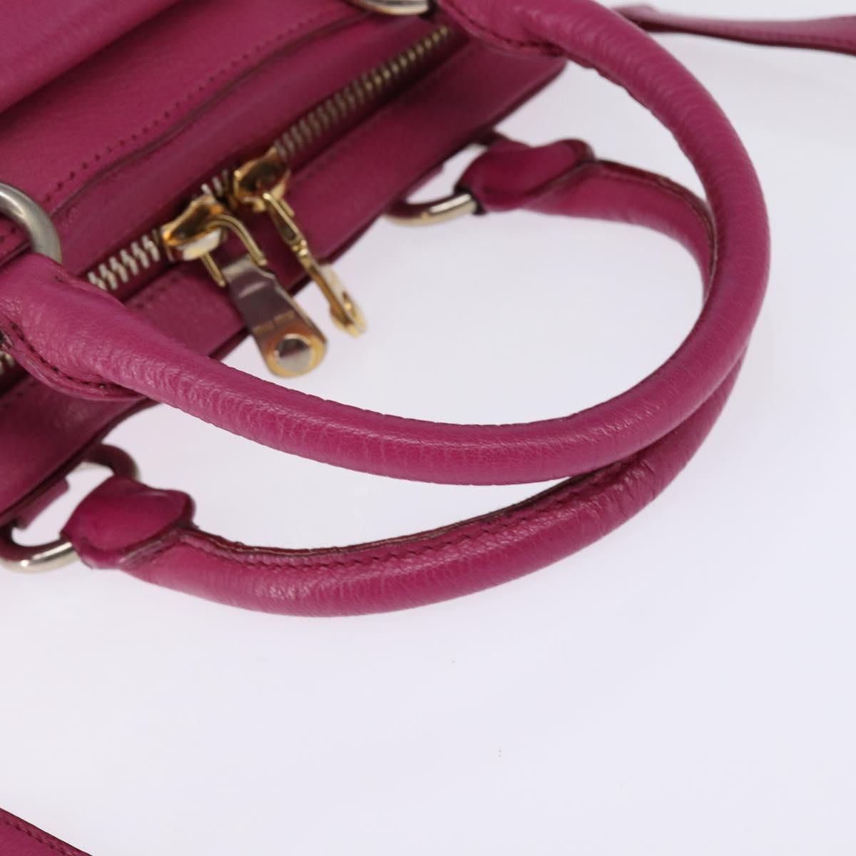 Miu Miu Matelasse Hand Bag Leather 2way Pink Gold Auth am9052