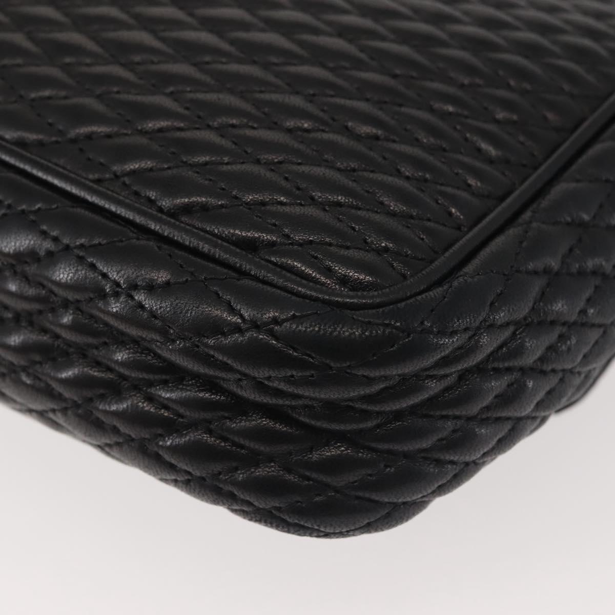 BALLY Chain Shoulder Bag Leather Black Gold Auth am9054