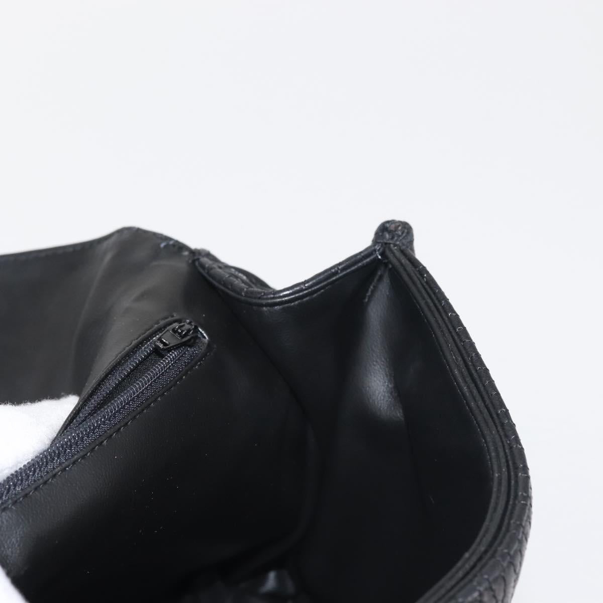 BALLY Chain Shoulder Bag Leather Black Gold Auth am9054