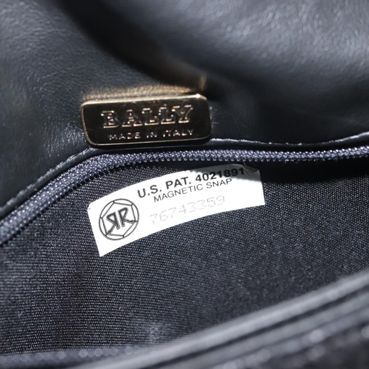 BALLY Chain Shoulder Bag Leather Black Gold Auth am9054