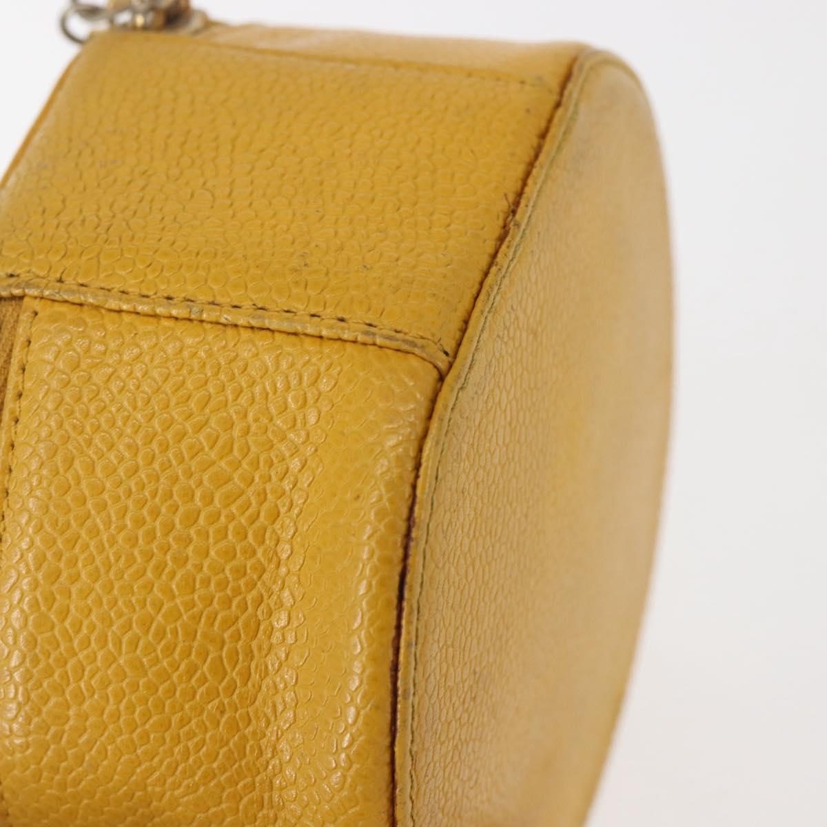 CHANEL COCO Mark Jewelry Box Caviar Skin Yellow Gold CC Auth am9057