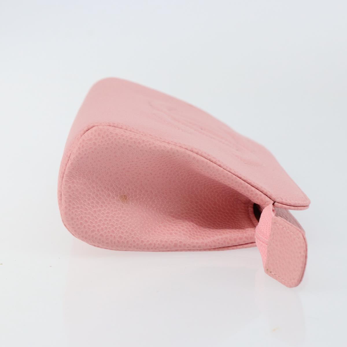 CHANEL COCO Mark Pouch Caviar Skin Pink Gold CC Auth am9058