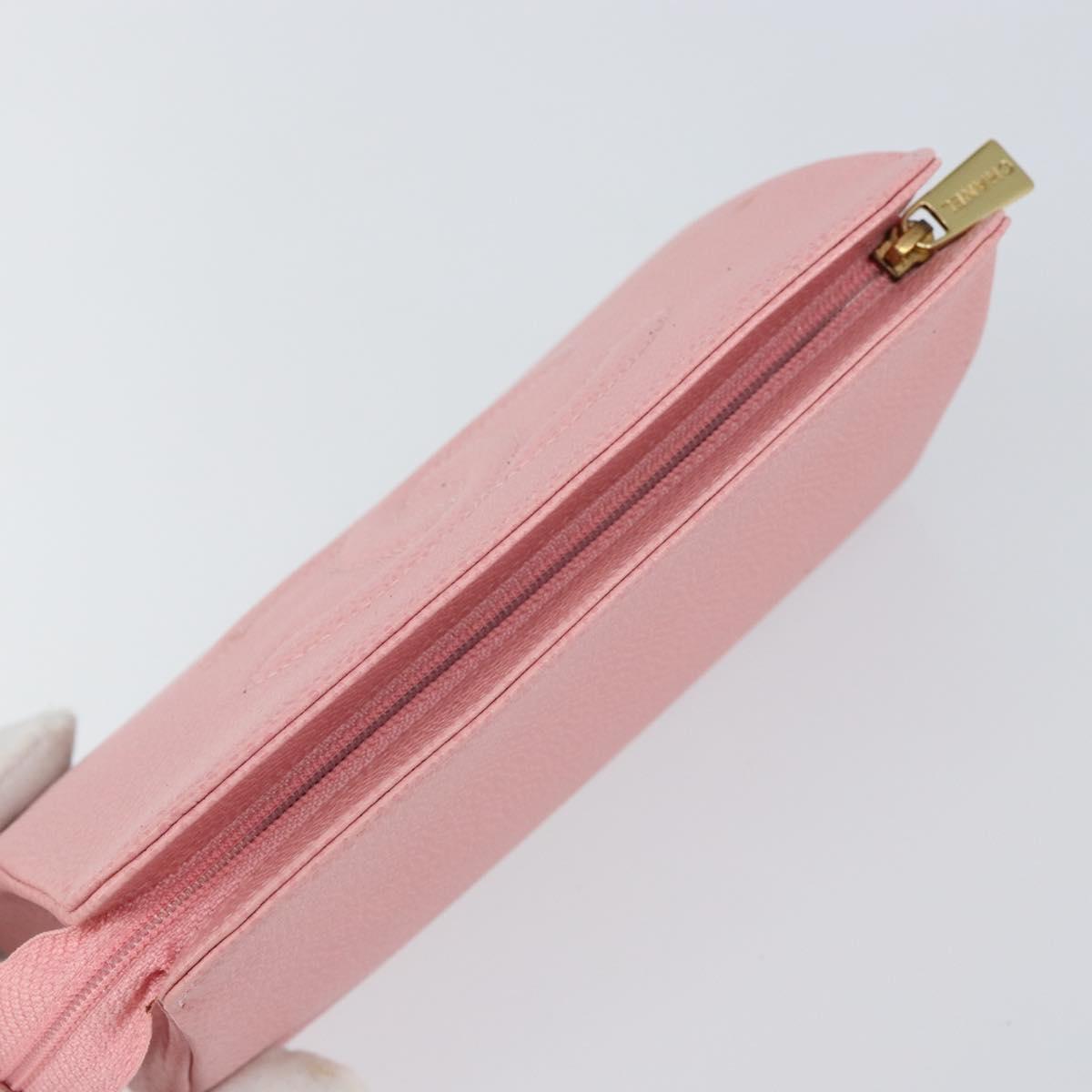CHANEL COCO Mark Pouch Caviar Skin Pink Gold CC Auth am9058