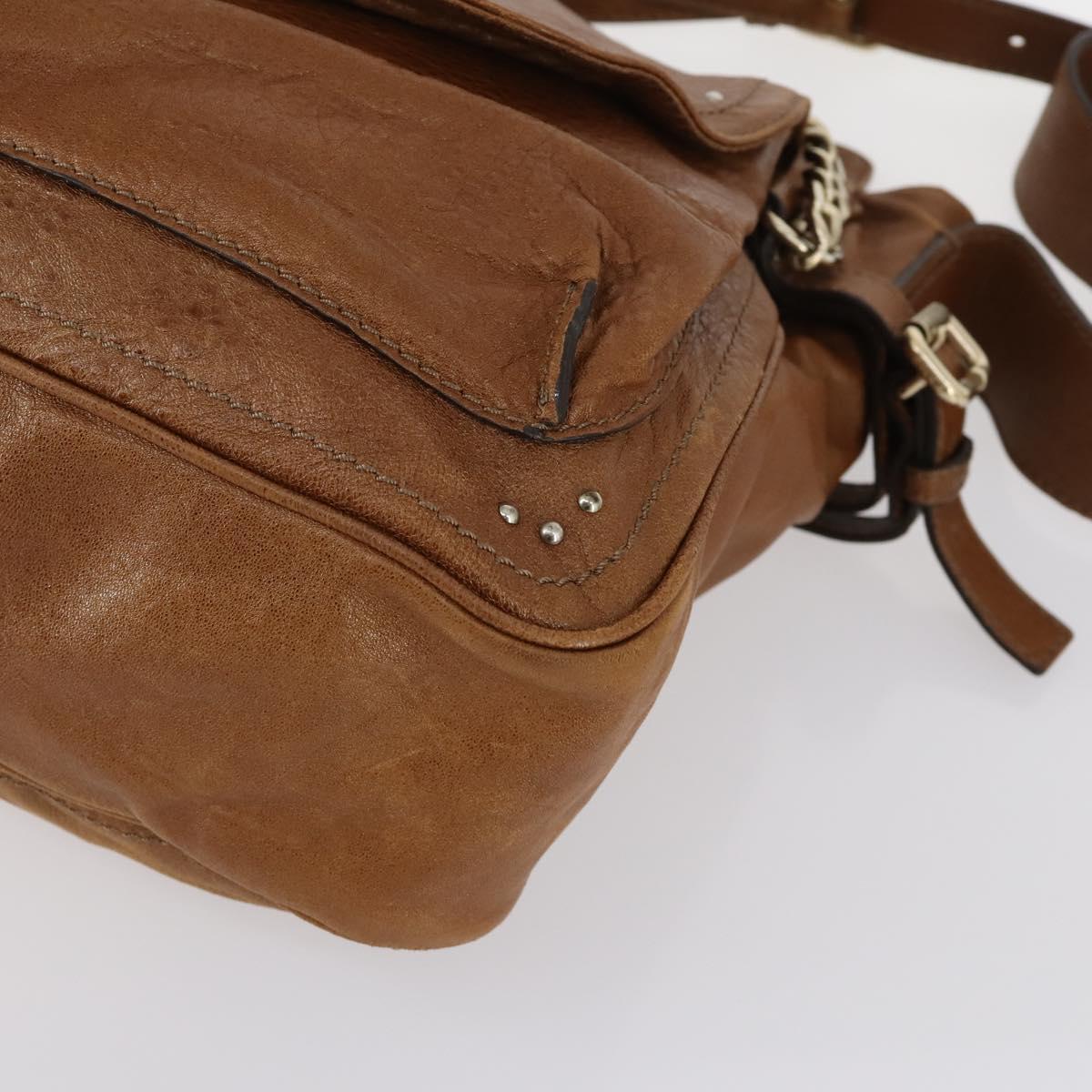 Chloe Paddington Shoulder Bag Leather Brown Gold Auth am9059