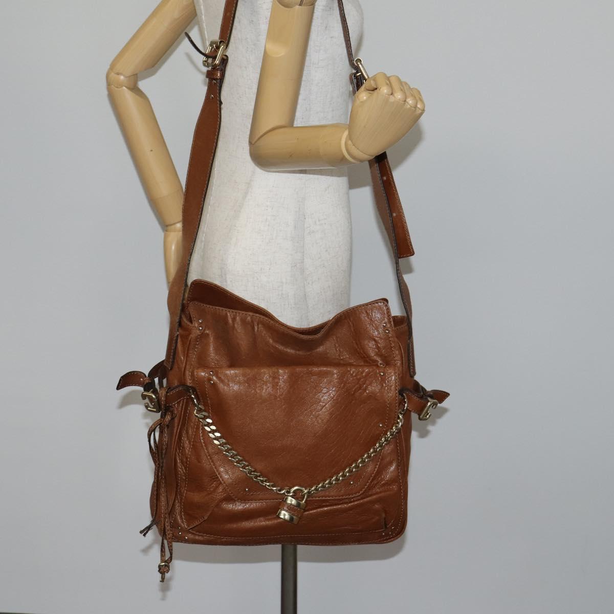 Chloe Paddington Shoulder Bag Leather Brown Gold Auth am9059