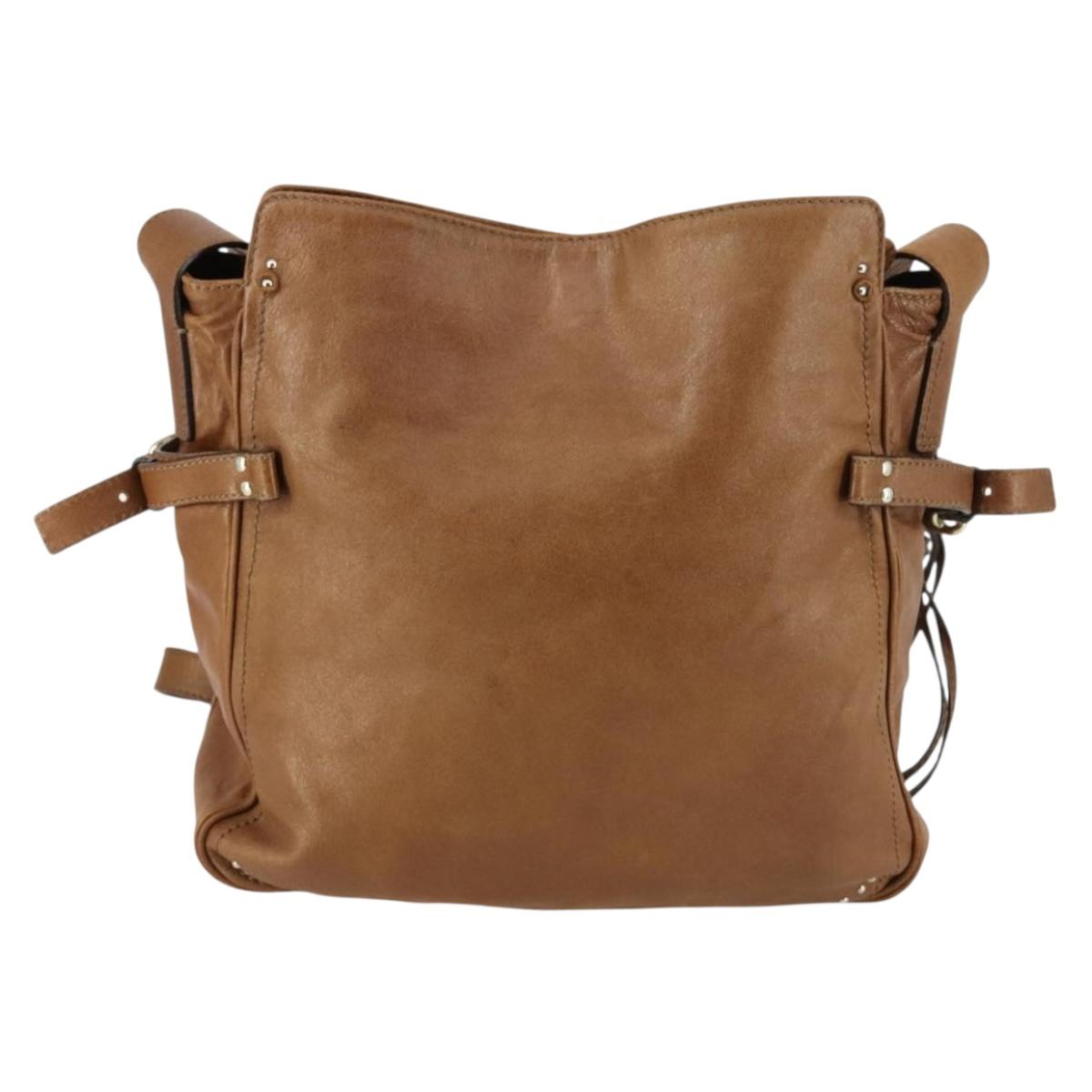 Chloe Paddington Shoulder Bag Leather Brown Gold Auth am9059