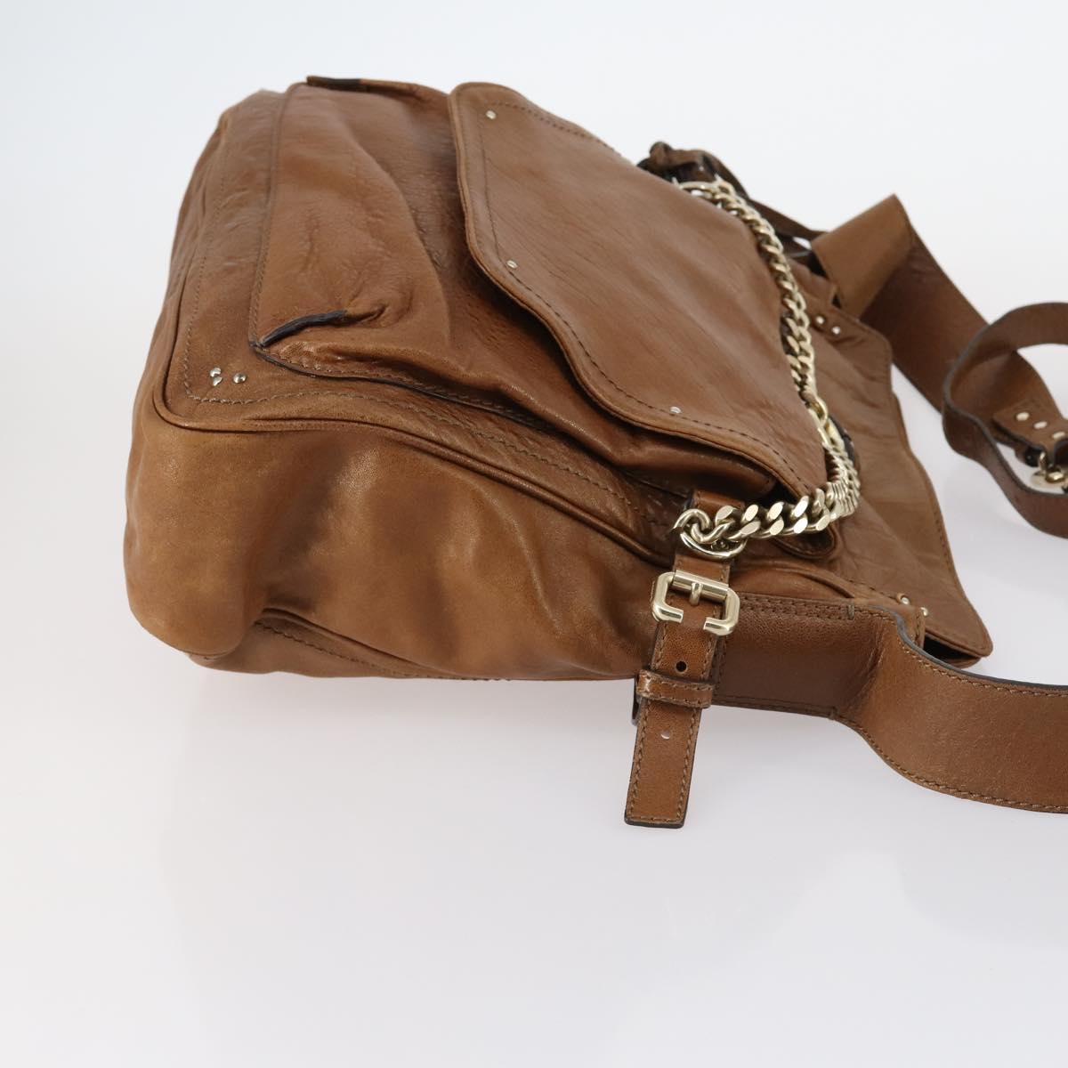 Chloe Paddington Shoulder Bag Leather Brown Gold Auth am9059