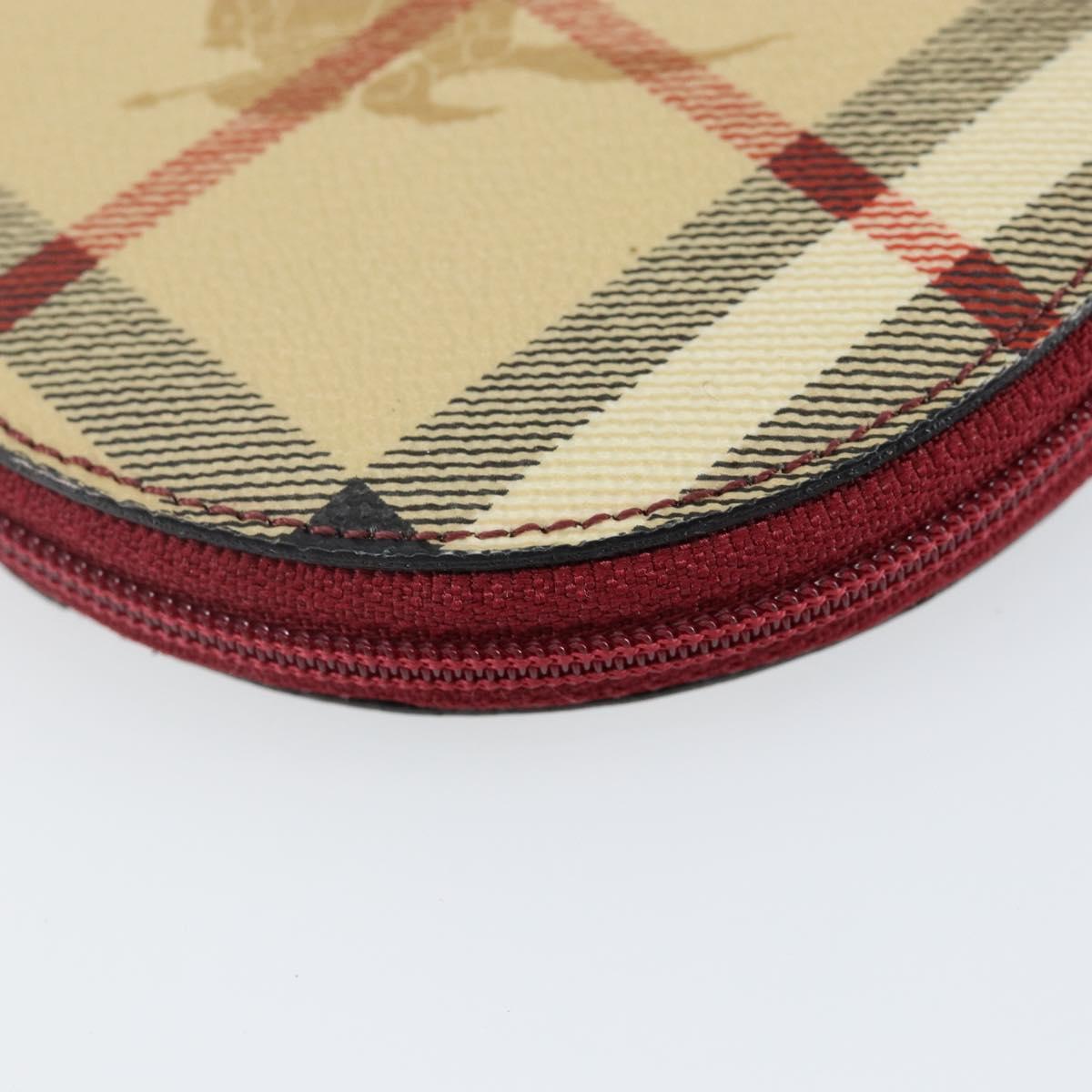 BURBERRY Nova Check Coin Purse PVC Beige Silver Auth am9064V