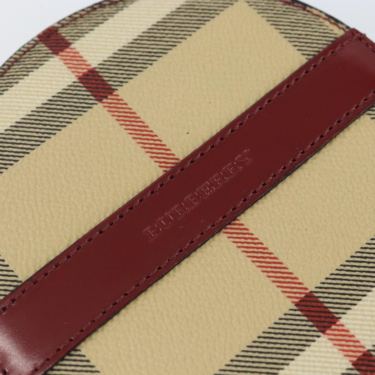 BURBERRY Nova Check Coin Purse PVC Beige Silver Auth am9064V