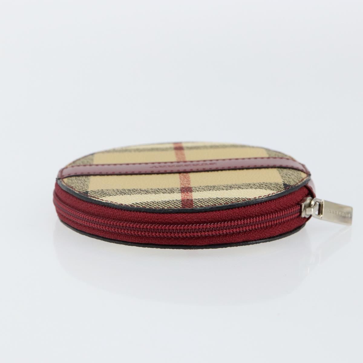 BURBERRY Nova Check Coin Purse PVC Beige Silver Auth am9064V