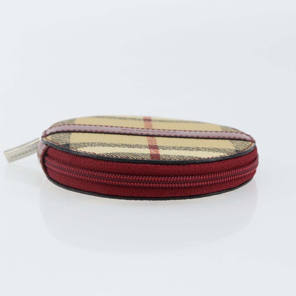 BURBERRY Nova Check Coin Purse PVC Beige Silver Auth am9064V