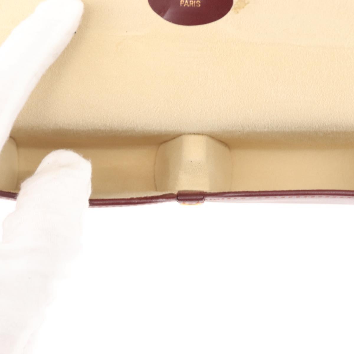 CARTIER Must Line Glasses Case Leather Bordeaux Auth am9067