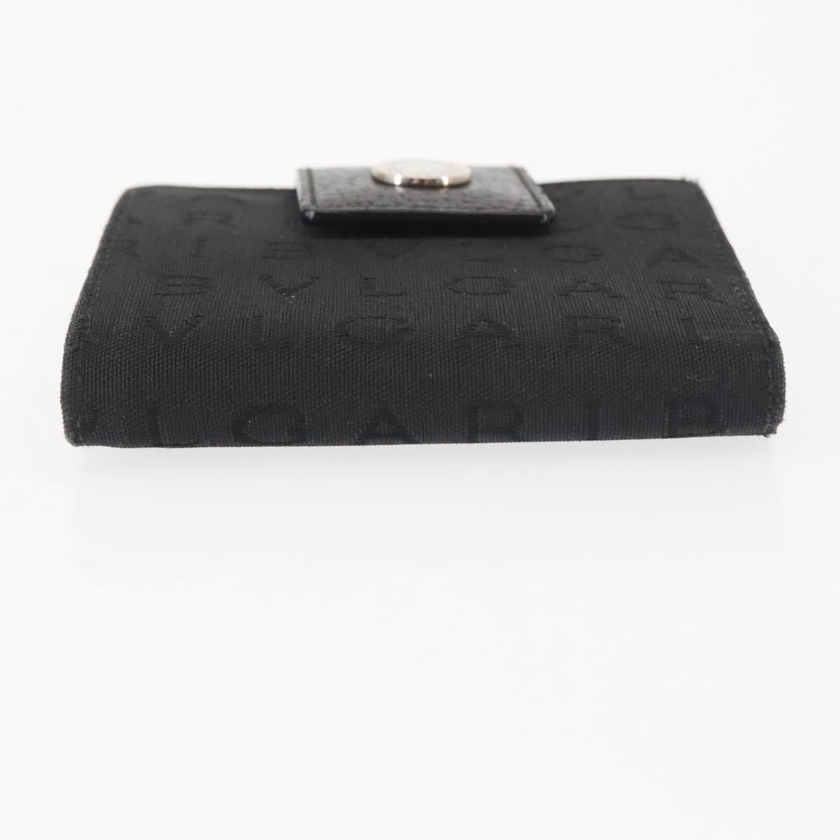 BVLGARI Logo Mania Bifold Wallet Canvas Black Auth am9073
