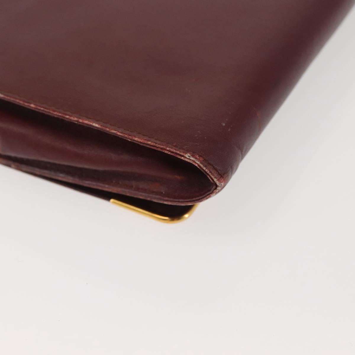 CARTIER Must Line Clutch Bag Leather Bordeaux Gold Auth am9078