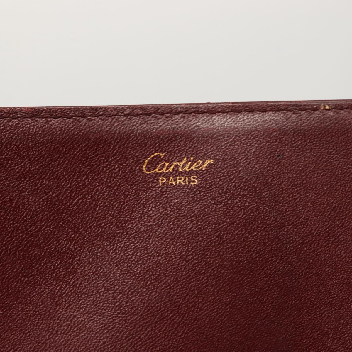 CARTIER Must Line Clutch Bag Leather Bordeaux Gold Auth am9078