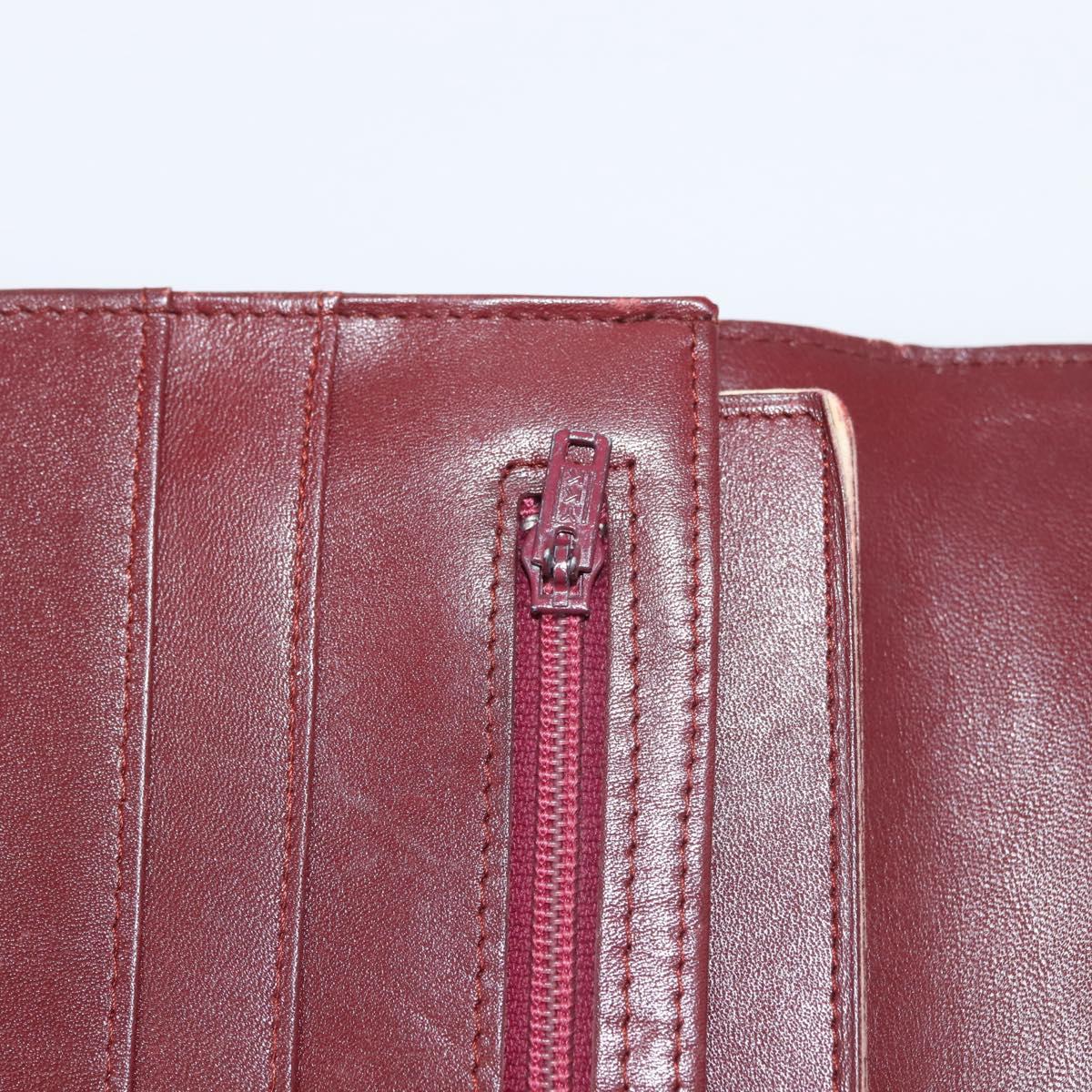 CARTIER Must Line Clutch Bag Leather Bordeaux Gold Auth am9078