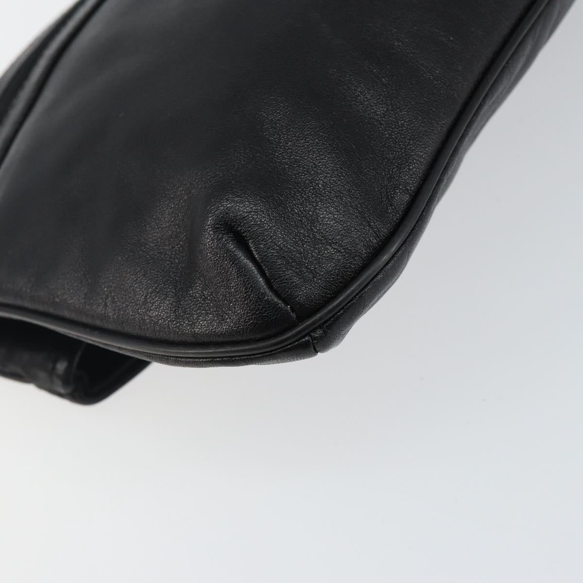 GIVENCHY Clutch Bag Leather Black Gold Auth am9079