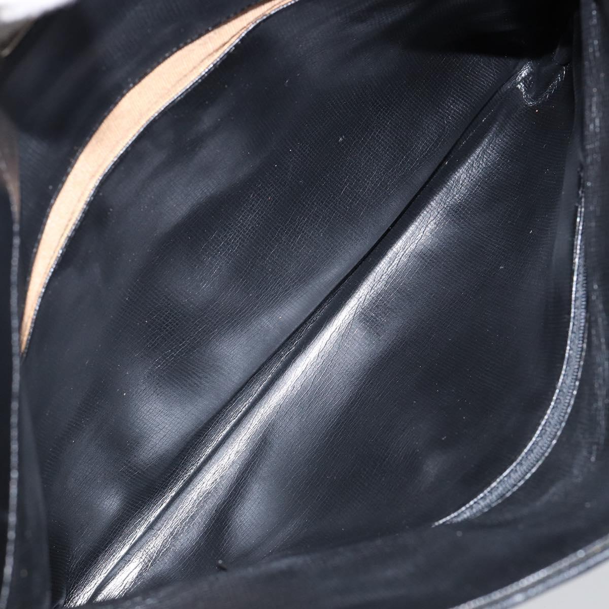 GIVENCHY Clutch Bag Leather Black Gold Auth am9079