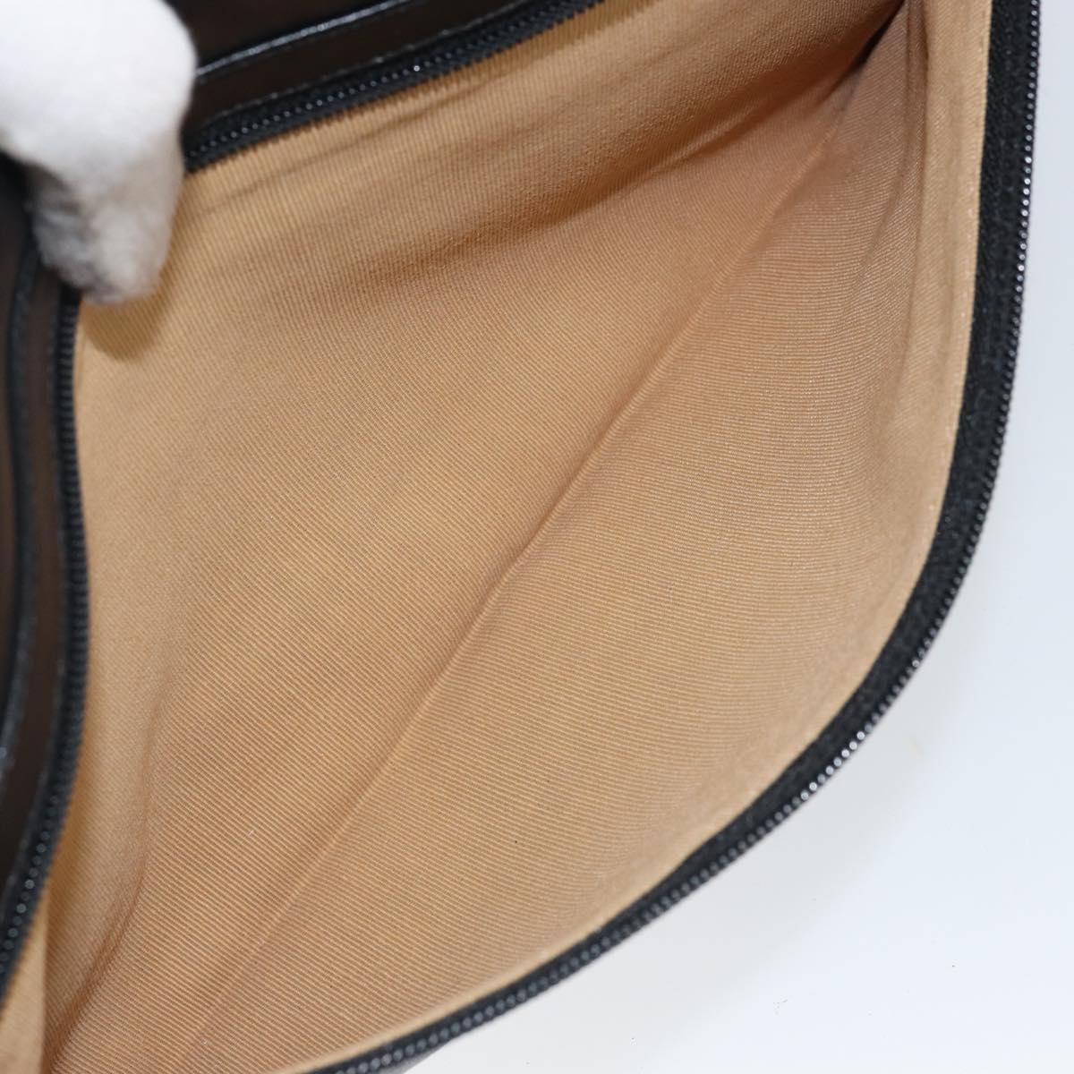 GIVENCHY Clutch Bag Leather Black Gold Auth am9079