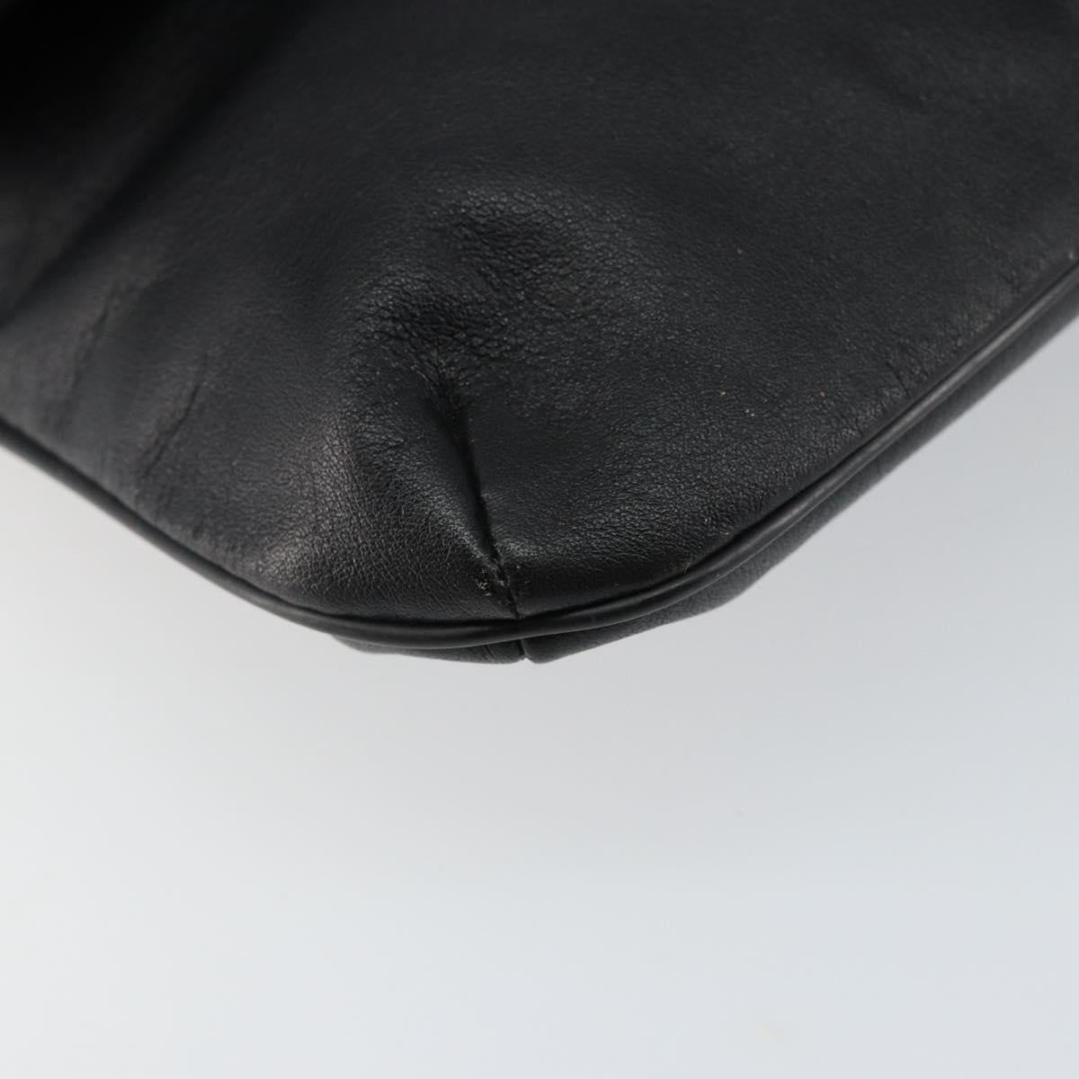GIVENCHY Clutch Bag Leather Black Gold Auth am9079