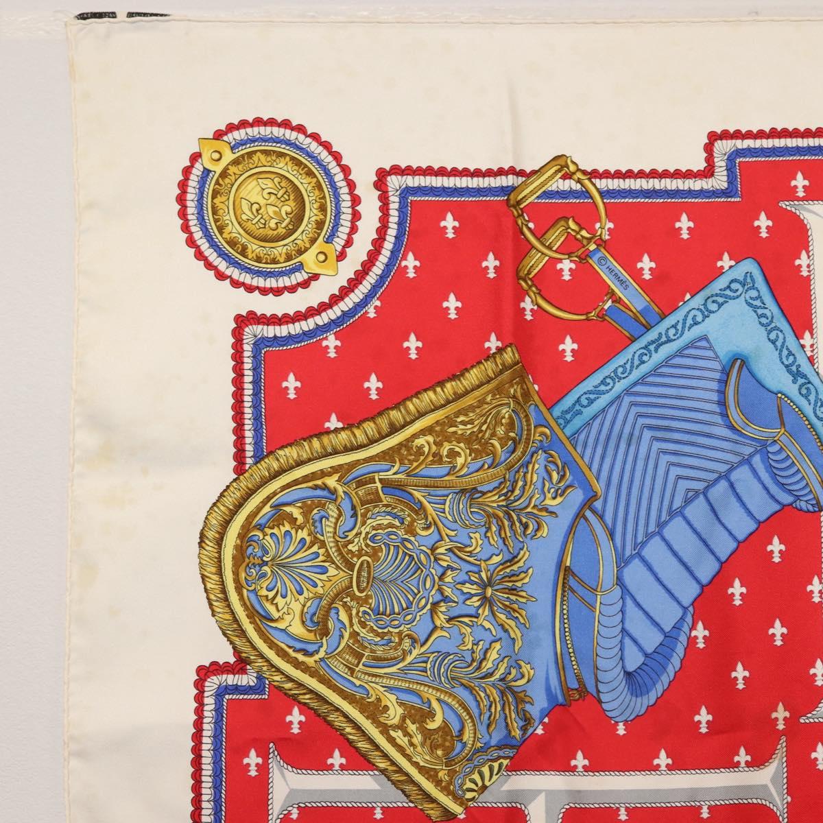 HERMES Carre 90 Scarf ""SELLES A HOUSSE"" Silk Red Auth am9081