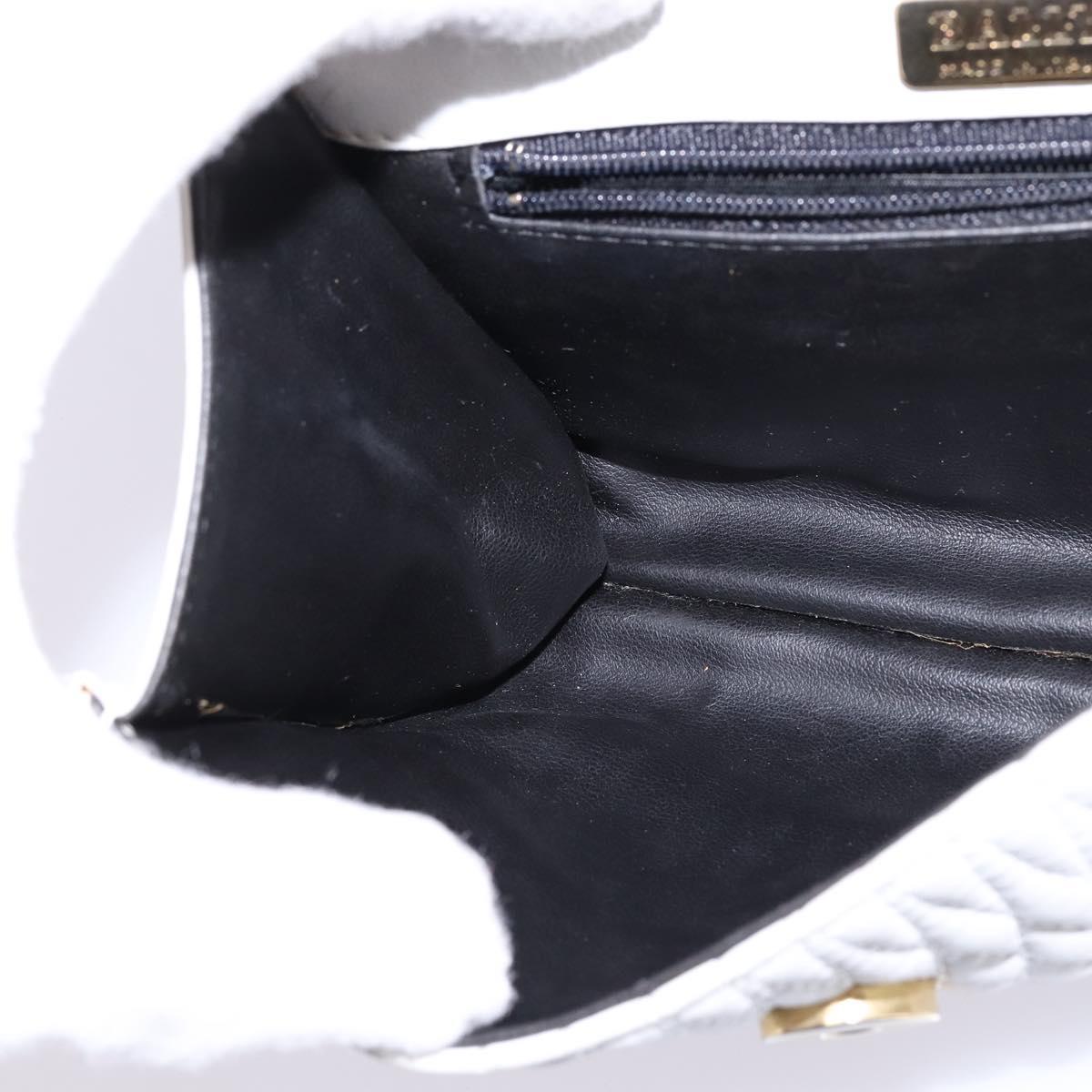 BALLY Chain Shoulder Bag Leather White Gold Auth am9085