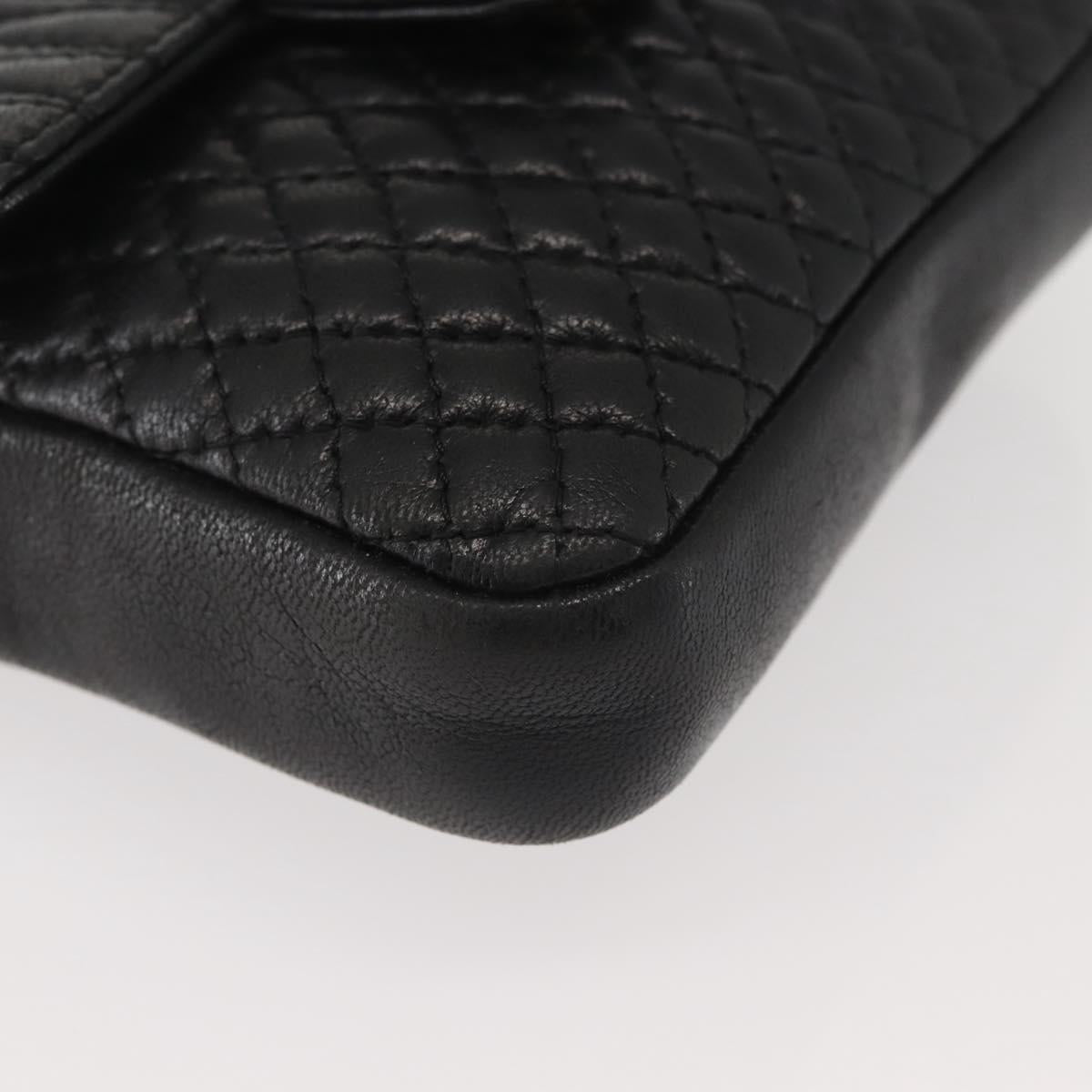 BALLY Chain Shoulder Bag Leather Black Gold Auth am9086