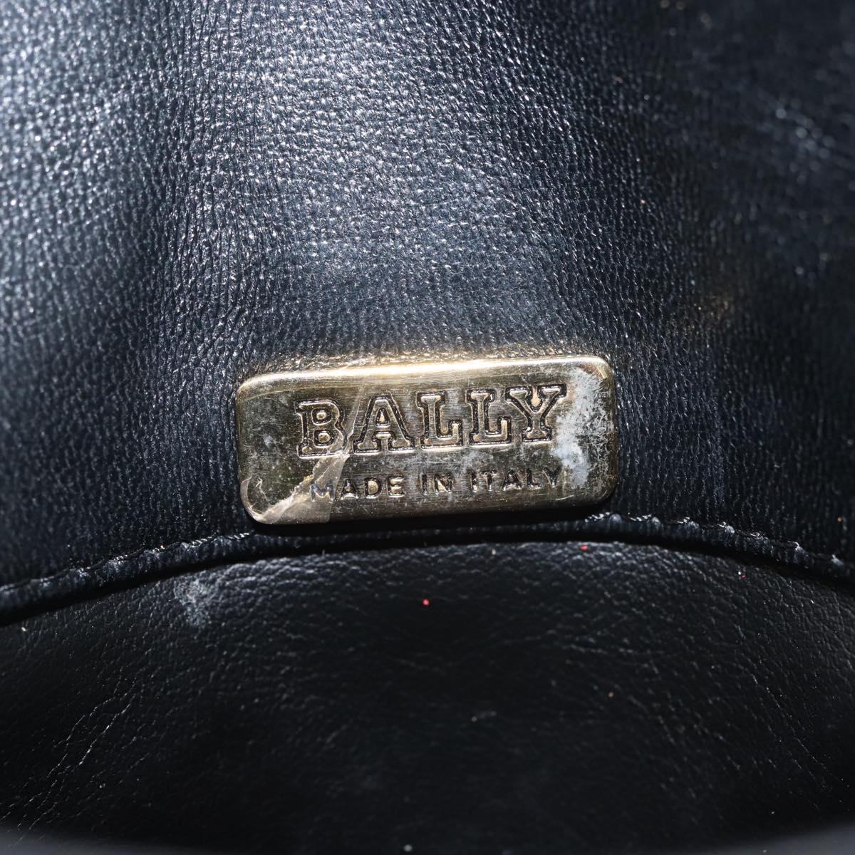 BALLY Chain Shoulder Bag Leather Black Gold Auth am9086