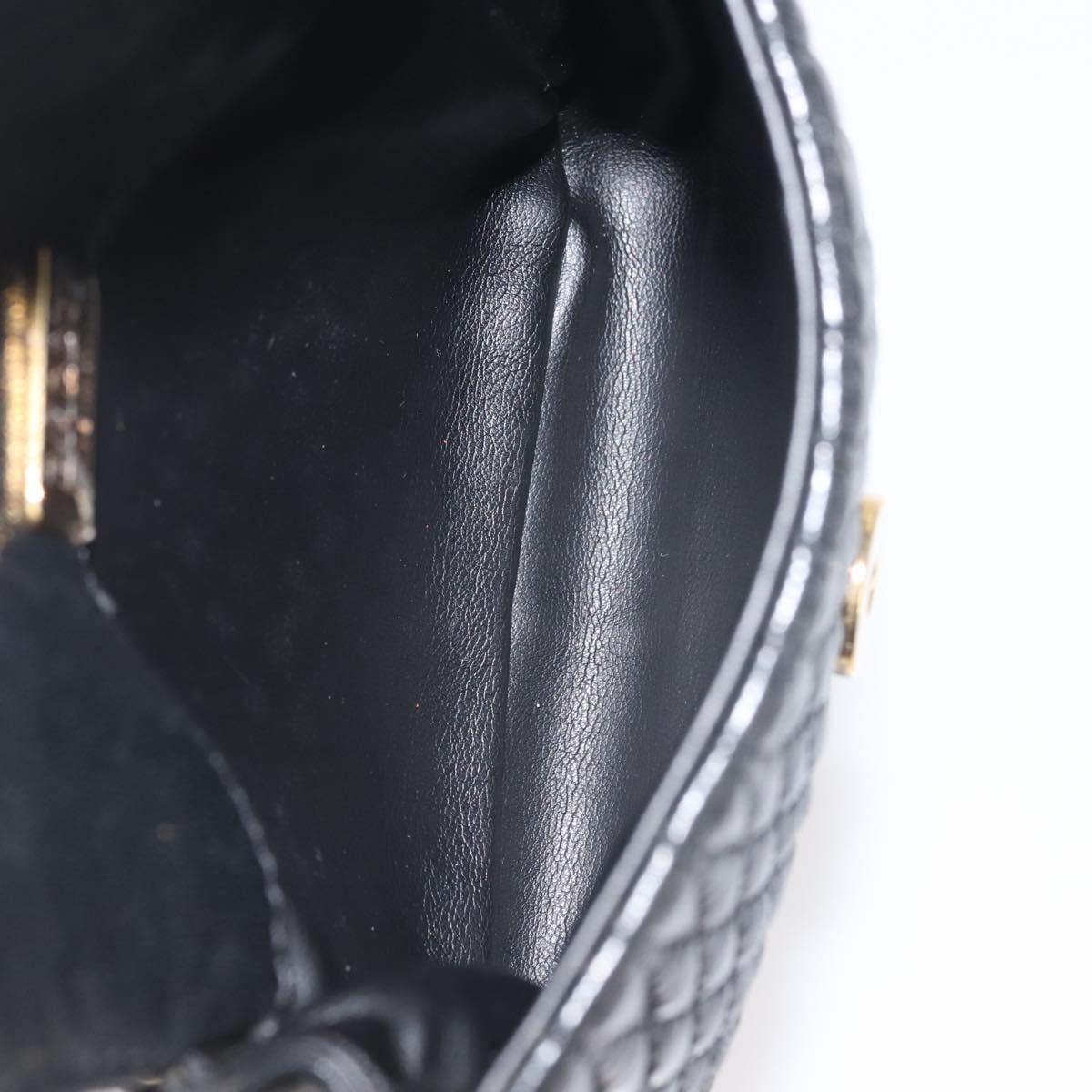 BALLY Chain Shoulder Bag Leather Black Gold Auth am9086