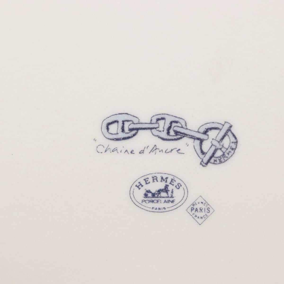 HERMES Chaine d'Ancre Square Plate Pottery White Auth am9088