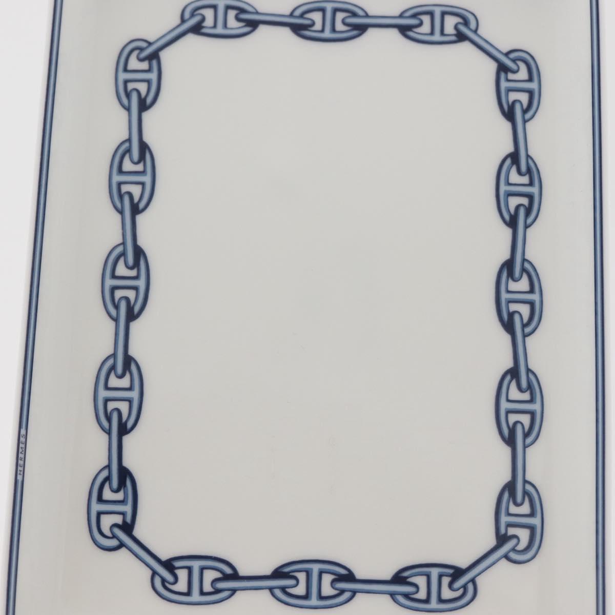 HERMES Chaine d'Ancre Square Plate Pottery White Auth am9088