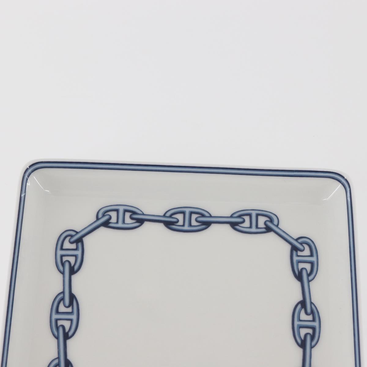 HERMES Chaine d'Ancre Square Plate Pottery White Auth am9088