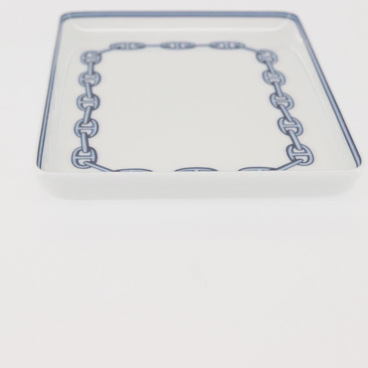 HERMES Chaine d'Ancre Square Plate Pottery White Auth am9088