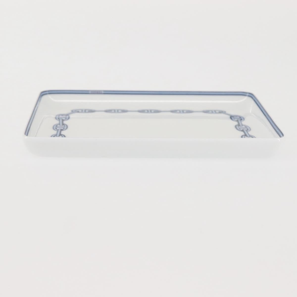HERMES Chaine d'Ancre Square Plate Pottery White Auth am9088