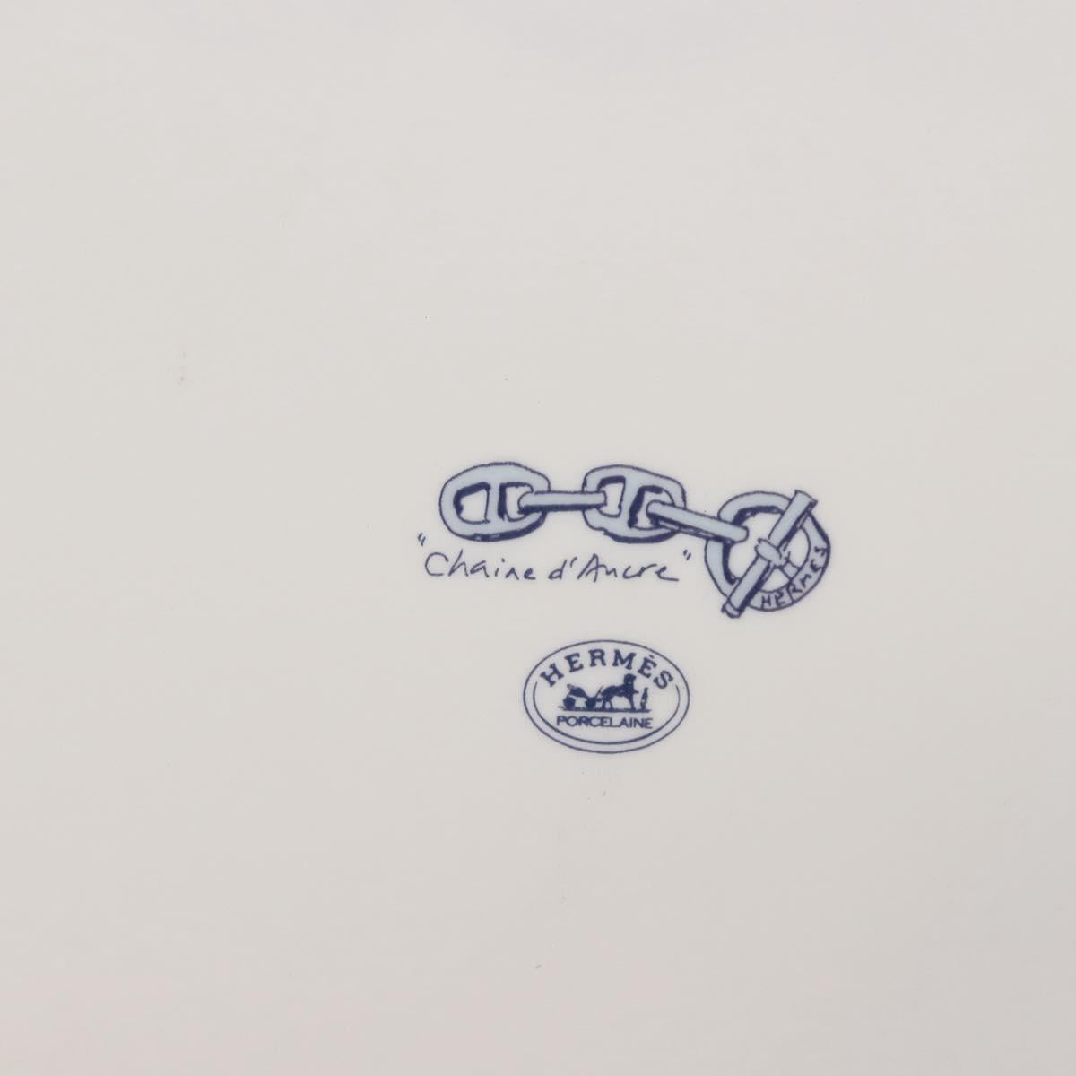 HERMES Chaine d'Ancre Square Plate Pottery White Auth am9089